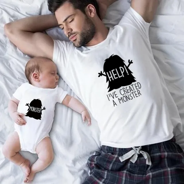 Ropa A Juego Para Padre E Hija Camisetas Estampadas Con Letras Divertidas De Padre E Hijo Family Help I Crated A Monster Dia Del Padre Trajes Iguales De Familia Aliexpress