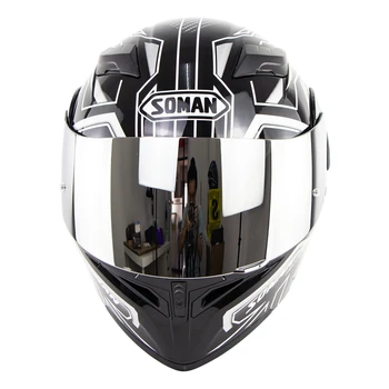 

Full Face Motorcycle Helmet Classic Flip up Dual Visors+K5 lens casco capacete moto DotApproved Soman SM955