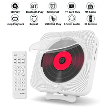 Портативный CD-плеер, Bluetooth-динамик, стерео CD-проигрыватели, светодиодный экран, настенный монтируемый музыкальный проигрыватель для CD с ИК-п...