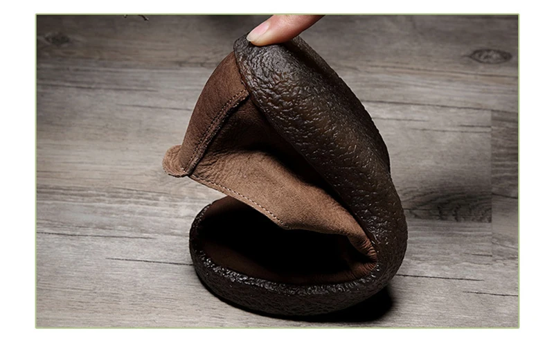 Leather soft bottom casual shoes leather set foot retro flat shoes new tendon bottom round spring and autumn women's shoes