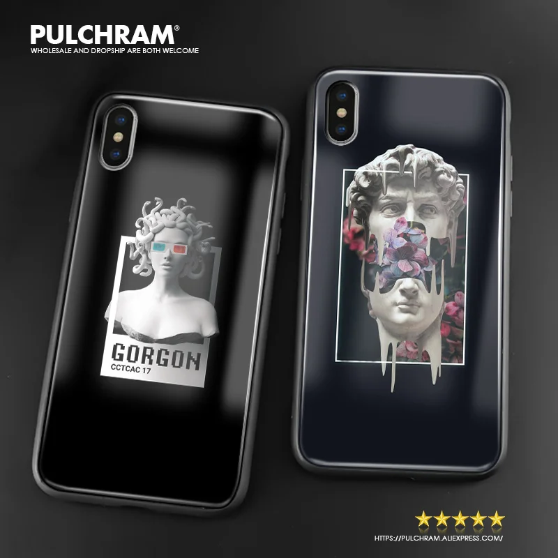 Abstract Aesthetics Statue Soft Silicone Glass Phone Cases Shell Cover