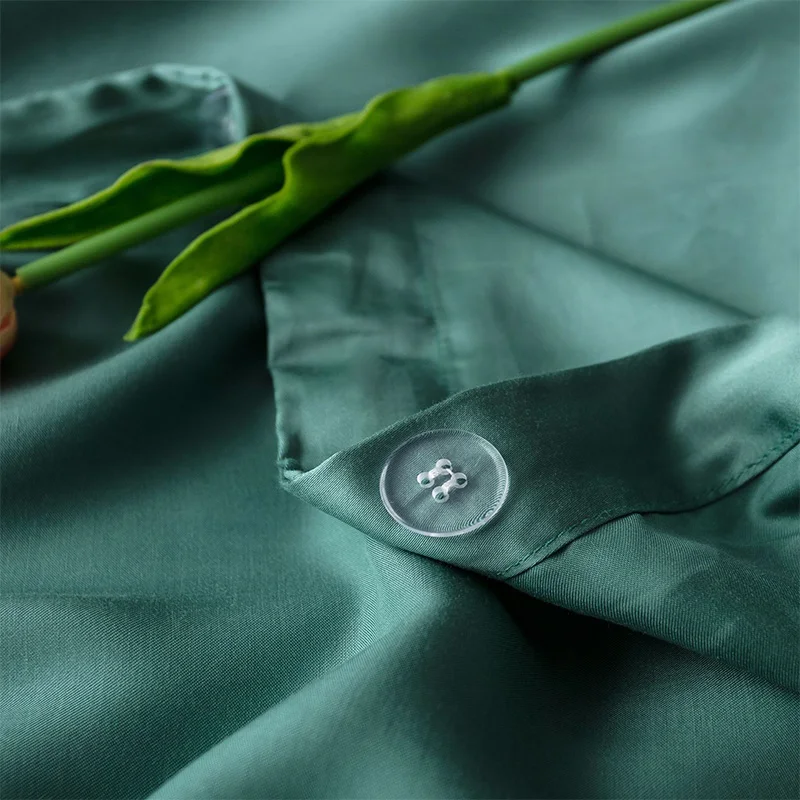 Luxury 100% Tencel Silk Bedding Set cool silky solid color Healthy Skin Duvet Cover Set Flat Sheet Pillowcase Queen King Bed Set