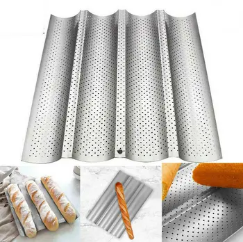 

French Bread Baguette Pan Mold Non-Stick Wave Loaf Bake Baking Mould 2/3/4 Slots Heat-resistant Mould