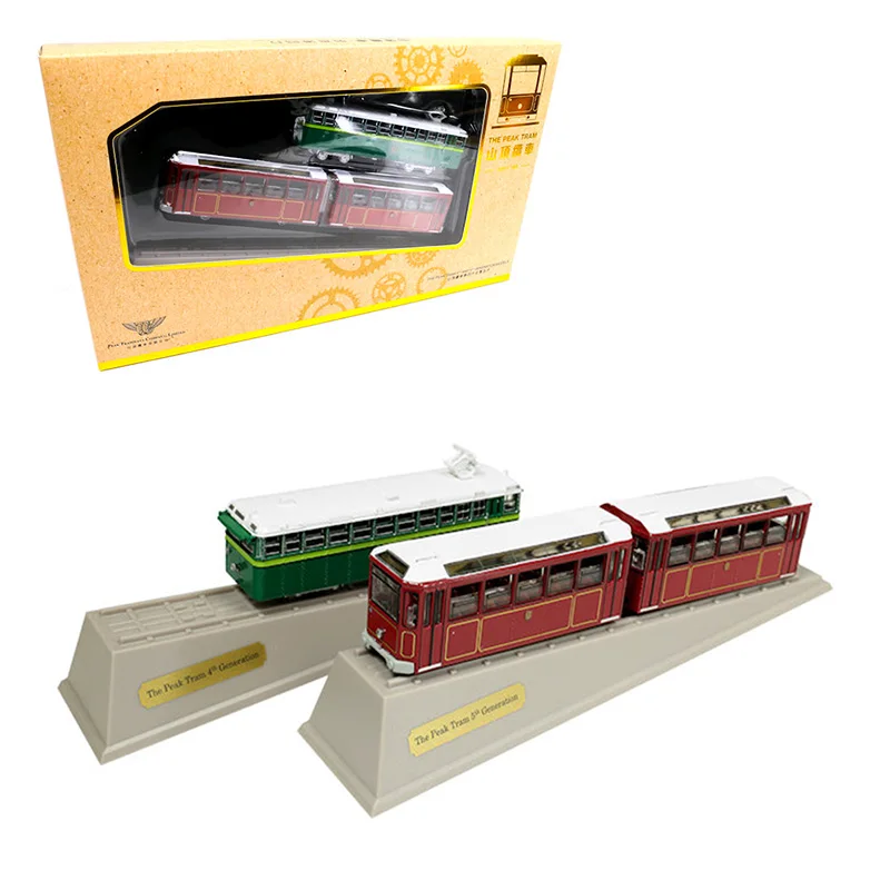 

Hong Kong's fourth and fifth generation Peak Tram Sightseeing Cable Car Urban Alloy Vehicle Model toys Set with two ramps gifts