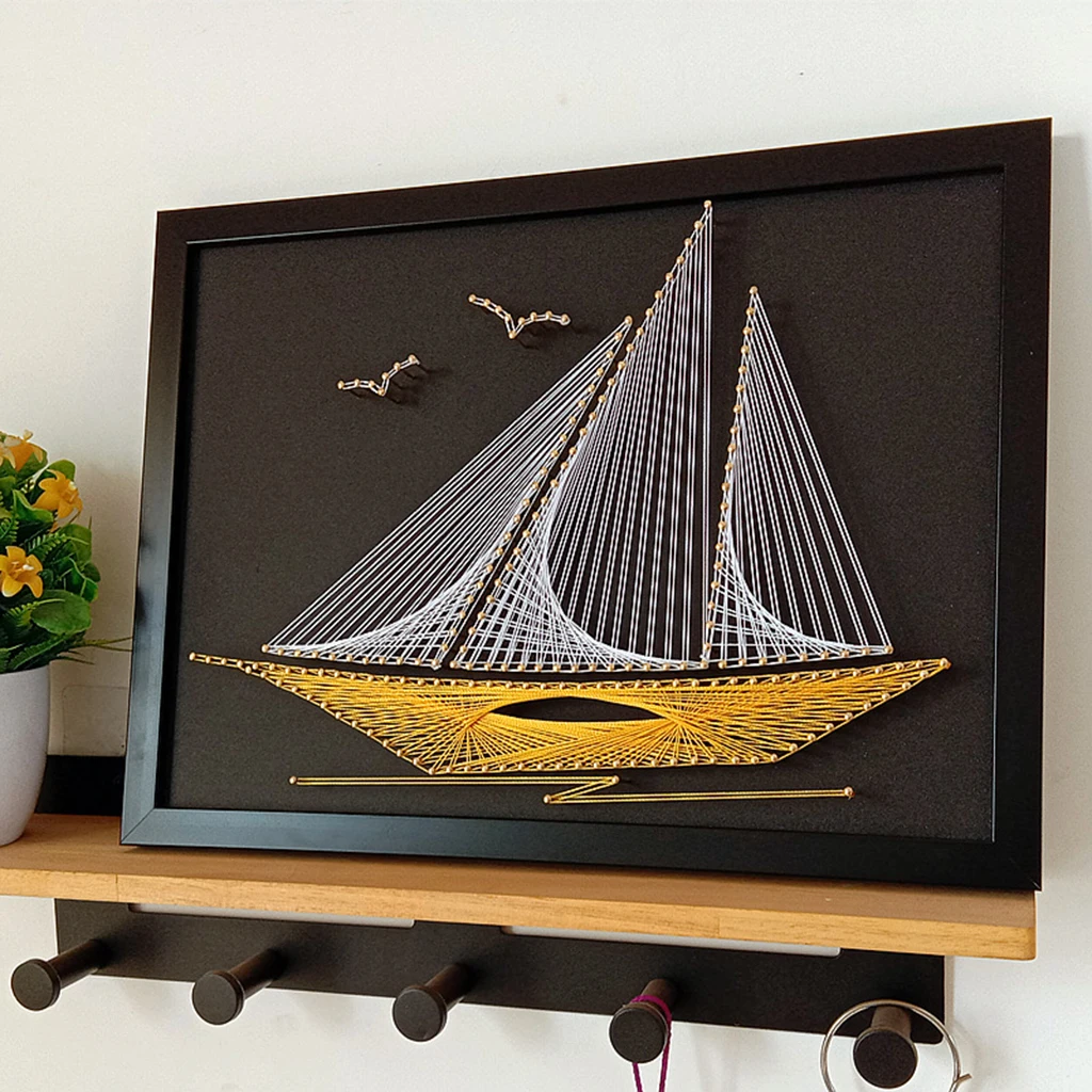 

Sailboat String Art Kit - Arts And Crafts Set, Diy Kits For Kids Adults, Wood Frame Board All Necessary Crafting Supplies 12x16"
