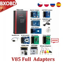 Nouveau programmateur V85 IPROG Pro avec adaptateurs de sondes, pour ECU en circuit, Support IMMO + kilométrage pour Iprog 5 sondes 10 adaptateur