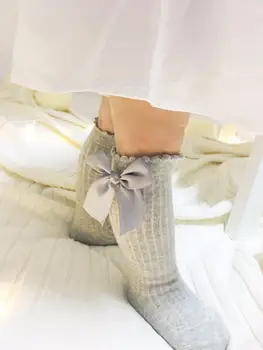 

Hot sale Toddler Baby Girls Knee High Stockings Bowknot Cotton Bow Knee Tight Ribbon Set Knee High Warmer 0-4T