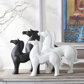 

Nordic Home Decorations Simple Ceramic Crafts Horse Ornaments Living Room TV Cabinet Wine Cabinet New Home Furnishings