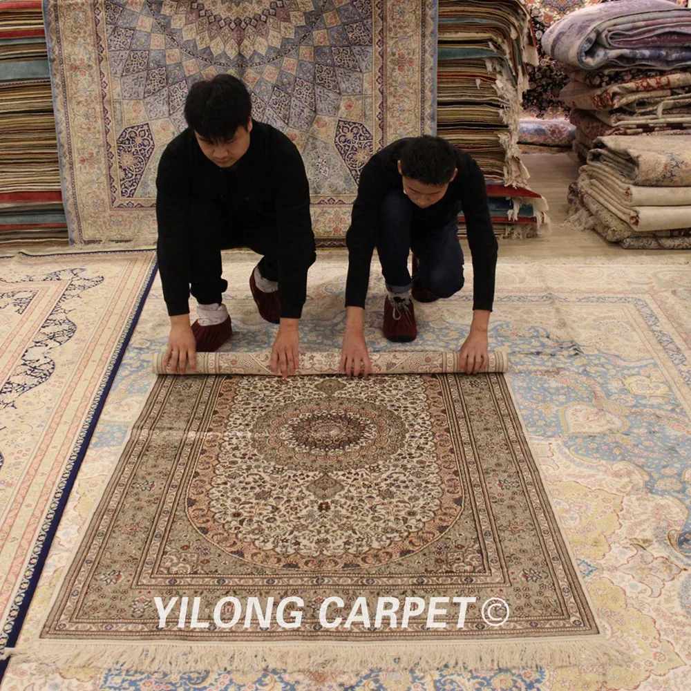 Yilong 4'x6' традиционные персидские ковры ручной работы турецкий античный шелковый ковер(WY341A4x6