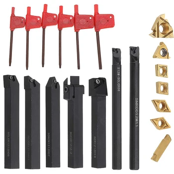 

7 Set 12mm Shank 45HRC Lathe Boring Bar Turning Tool Holder Set with Carbide Inserts for Finishing Operations
