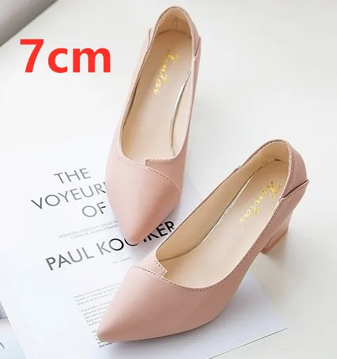 cc Tacones Altos/женские модные черные офисные туфли на высоком квадратном каблуке с острым носком высокого качества милые женские туфли-лодочки на высоком каблуке без застежки E2947 - Цвет: cc