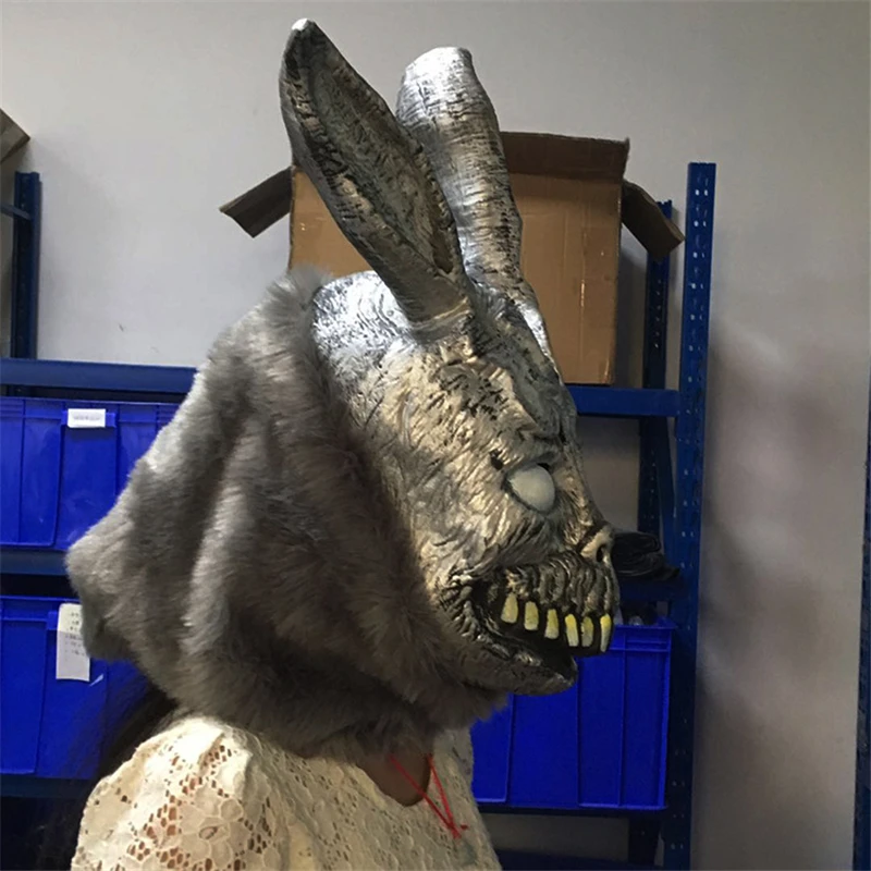 Террор смешной кролик латексные маски кролик унисекс фильм косплей аниме костюм, реквизит Взрослых Маска животного на вечеринку на Хэллоуин