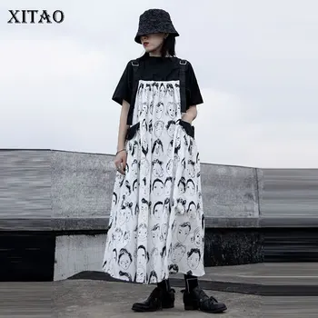 

XITAO Strapless Dress Fashion Women Print Pattern Pocket Backless Strapless 2020 Summer Small Fresh Casual Style Dress DZL1029