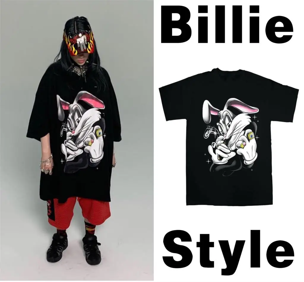 

Billie eilish black t shirt vintage oversize hiphop off cotton new wave cartoon white streetwear sunmmer