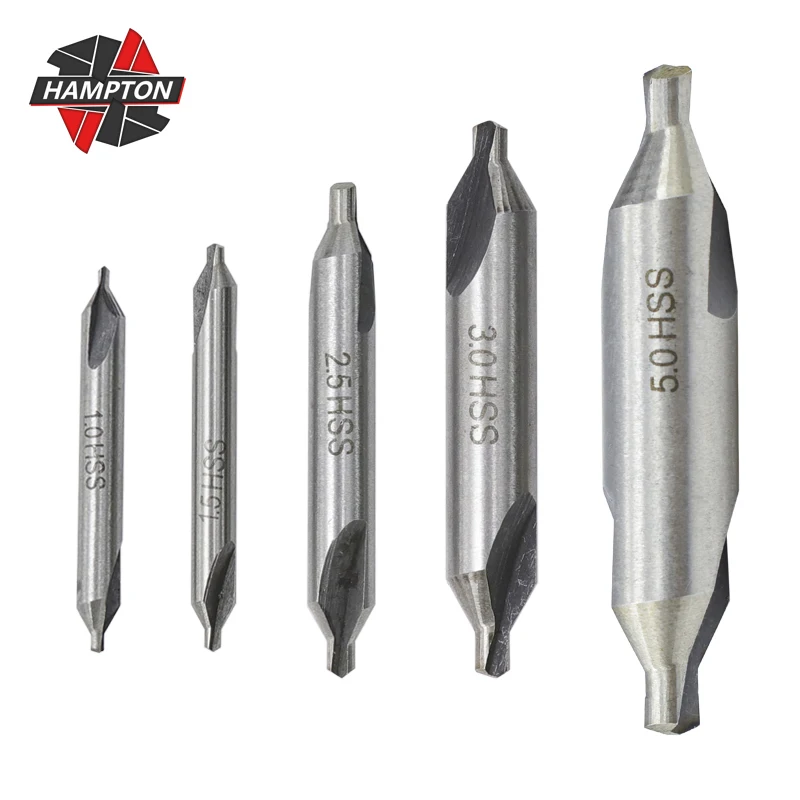 

Hampton HSS Combined Center Drill Bits 60 Degrees Core Drill Bit 1.0/1.5/2.0/2.5/3.0/3.5/4.0/5.0mm Metal Drilling For Power Tool