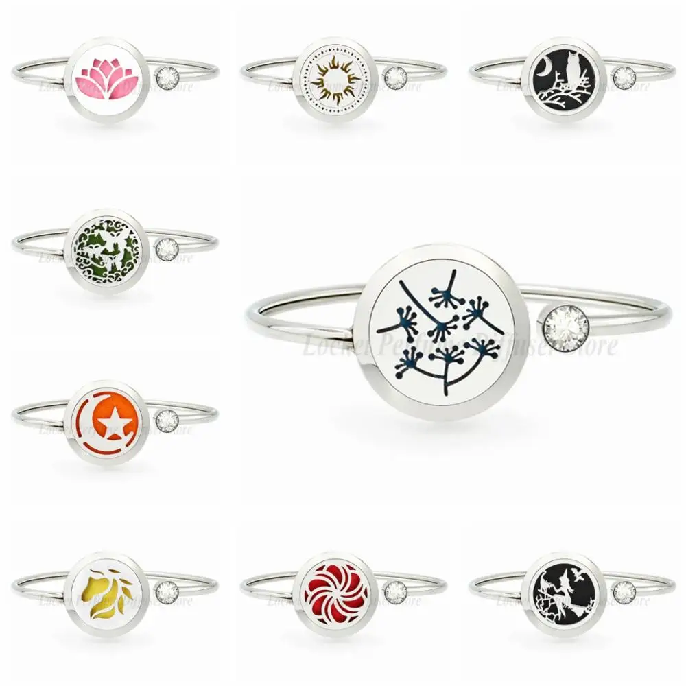 

Dandelion Witch 25mm 316L Stainless Steel Diffuser Bracelet Rotatable Essential oil Perfume Bangle Bracelets Women 10pcs Pads