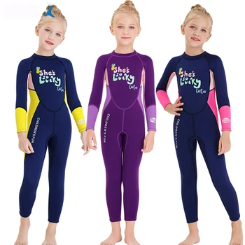 

kids swimsuit long sleeve swimwear girls surfing suit rashguard diving suit for girls long 2.5mm thick warm swimsuit ankle long