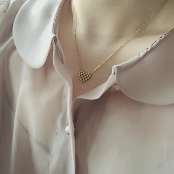 

Amaiyllis 14K Gold Love Hearts Clavicle Necklace Pendants Gold Chain Beads Love Necklace For Lovers Summer Jewellry Gift