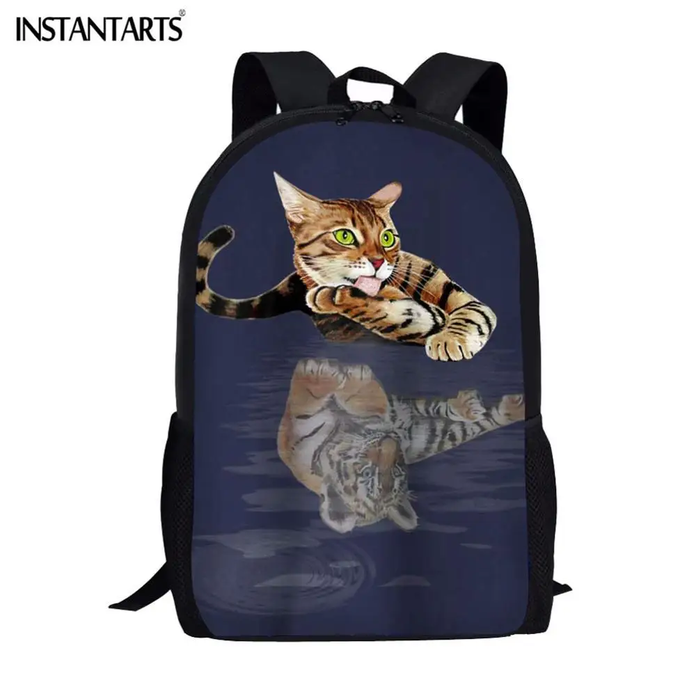 INSTANTARTS Забавный 3D Кот отражение Тигр принт мальчики девочки школьные сумки ученики начальной школы рюкзак повседневная детская школьная сумка - Цвет: HK856C