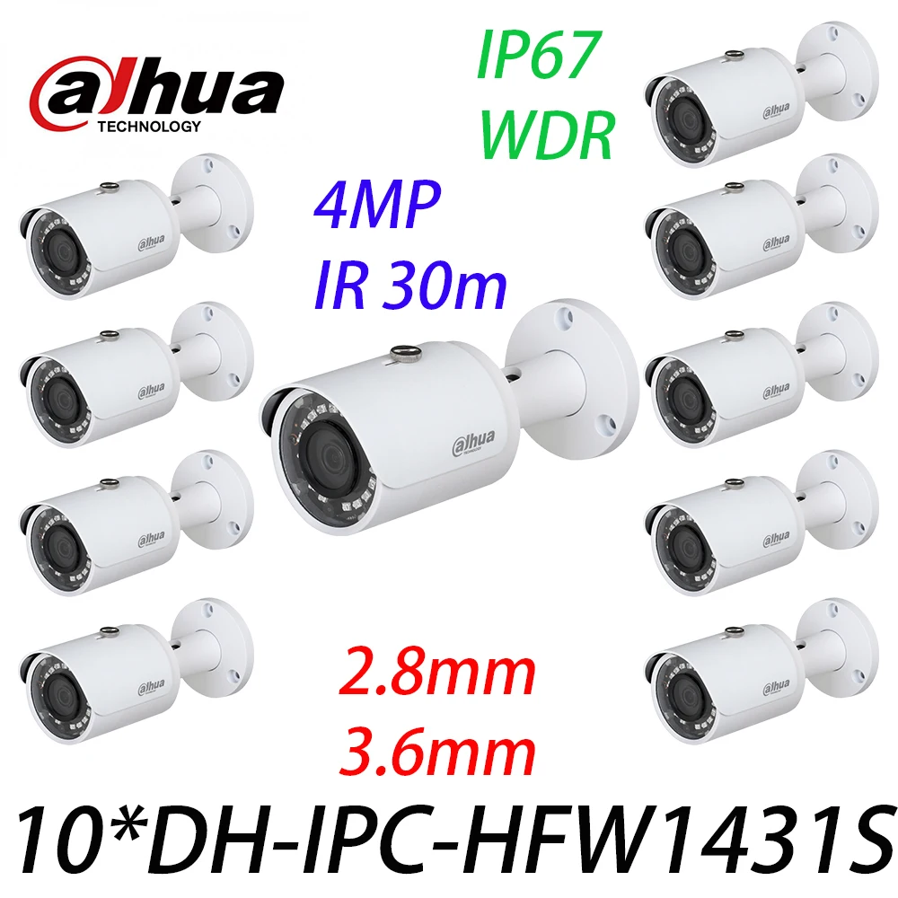 

10 Pieces / Lot Dahua Original IPC-HFW1431S 4MP IP67 Mini-Bullet Camera WDR IR30m Replace IPC-HFW1320S with LOGO