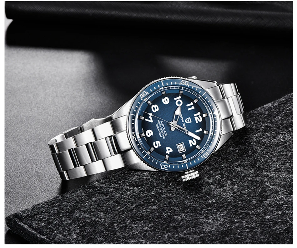 PAGANI DESIGN Luxury Men's Mechanical Wristwatch Top Brand NH35A Movement Blue Automatic 100M Waterproof Watch Relogio Masculino