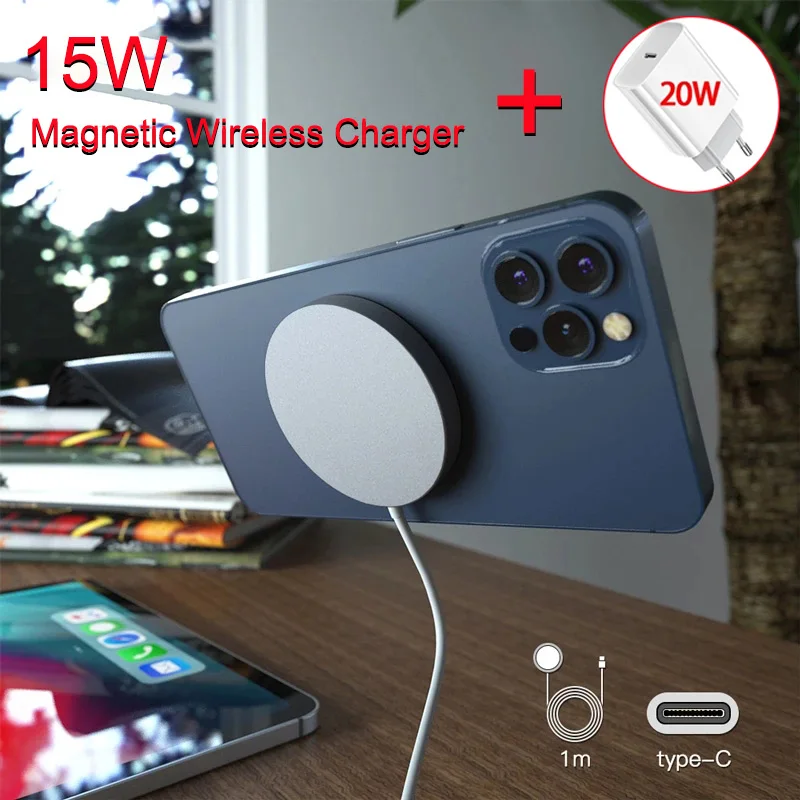 Magnético 15w carregador sem fio para iphone 12 pro max mini para carregamento rápido pd 20w eua ue plug pd carregador sem fio