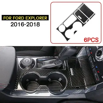 

pcmos Gear Shift Box Panel Cover Trim Interior Accessories Mouldings Fits For Ford Explorer 2016-2018 Carbon Fiber Style 6Pcs