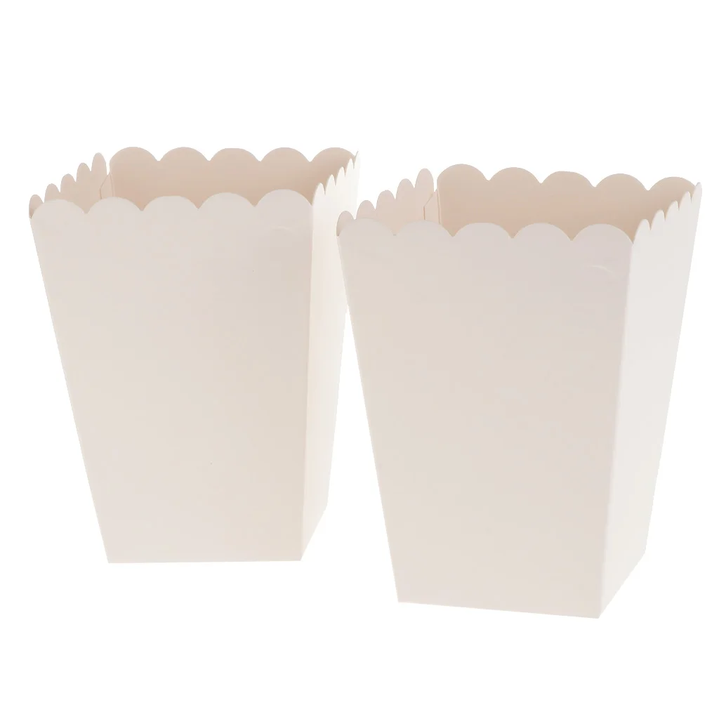 12pcs Pure White Movie Theater Popcorn Boxes Containers Paper Popcorn Bags