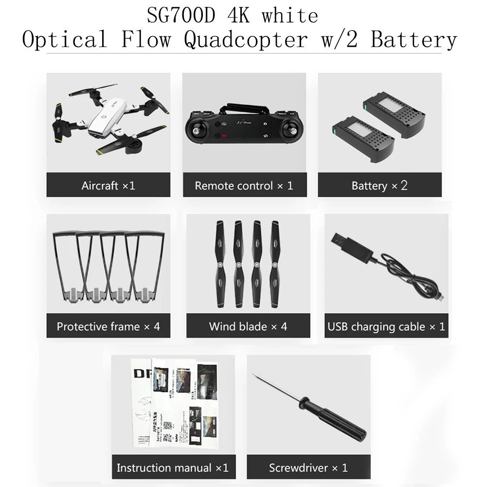 SG700D 4K White B SG700-D Радиоуправляемый Дрон 4K HD с двумя камерами жеста 3D опрокидывание приложение управление широкоугольный объектив Фото Видео Квадрокоптер с 3 батареей - Цвет: SG700D 4K White B