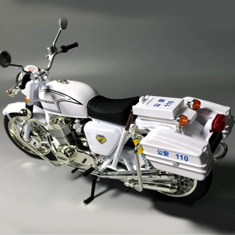 1:12 HONDA CB750 Police Motorcycle Cruiser Diecast Simulation 17CM Engine Display Model Boy Birthday Gift