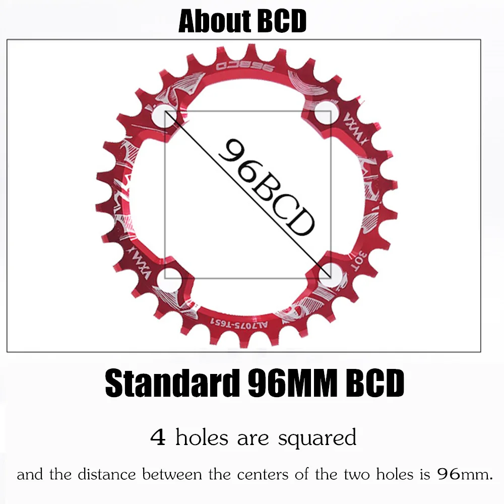 Велосипедная Звездочка VXM 30T 96BCD, велосипедная круглая узкая широкая Ультралегкая алюминиевая цепь AlloyMTB, круглая шатунная пластина