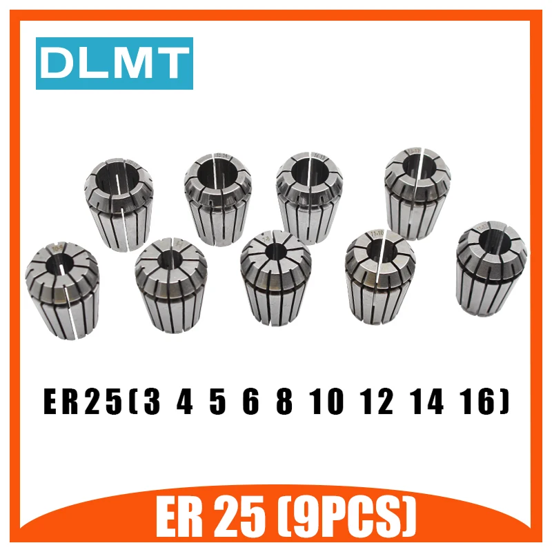 

ER25 9PCs clamp set 3mm to 16 mm Range for milling CNC engraving machine tool motor axis