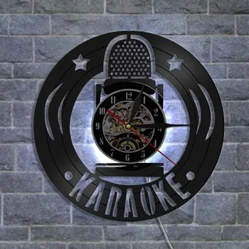 

Vinyl Wall Clock Microphone Hot Selling Gramophone Record Hanging Clock Fashion Led Clock