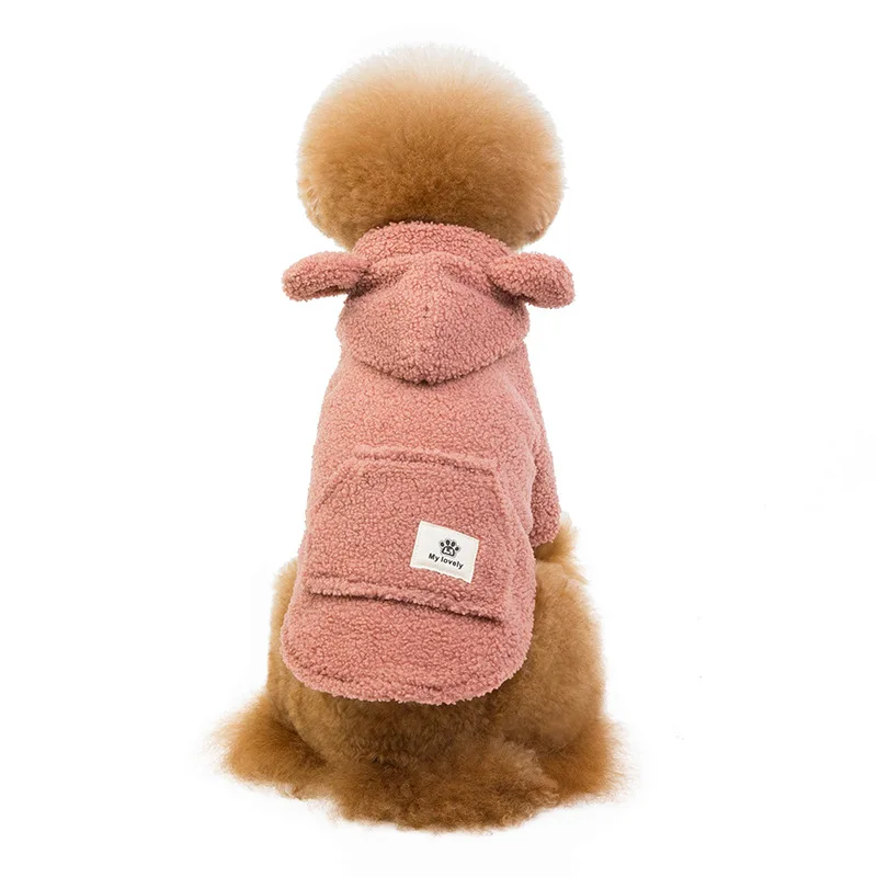Зимняя одежда для собак Милая одежда для домашних животных Pomeranian Poodle Bichon Schnauzer для Мопсов, французских бульдогов собака корги толстовки пальто костюм - Цвет: Розовый