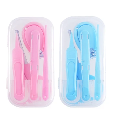 random color one set 4 шт. Детские комплекты для здравоохранения, детский набор для ухода за ногтями, детские ножницы для стрижки пальцев, кусачки для ногтей, мультяшная коробка для хранения животных для путешествий - Цвет: random color one set