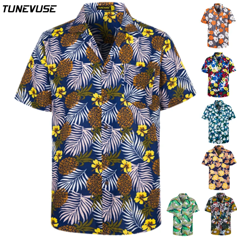 

New Arrival Mens Hawaiian Shirt Male Casual Camisa Masculina Printed Cotton Beach Shirts Short Sleeve Brand Clothing