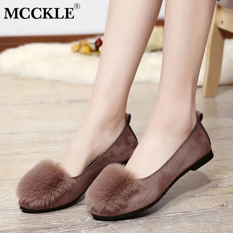 

MCCKLE Women Flat Fur Slip On Autumn Loafers Ladies Soft Comfortable Casual Shoes Female Fashion Moccasins Footwear