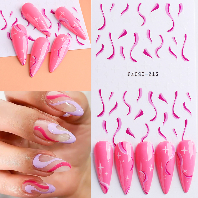 Golden Curve Marble Line Nail Sticker Irregular Swirl Striping Slider Charm Nail Design Gel Polish Decal Manicure LESTZ-CS067