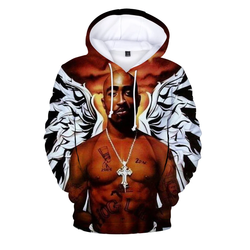 

Rap 2Pac Hoodies Hoodie Sweatshirt Hooded Men / Women 2Pac Tupac Amaru Shakur Thug Angel Hoody Polluvers Winter Cap Tracksuits