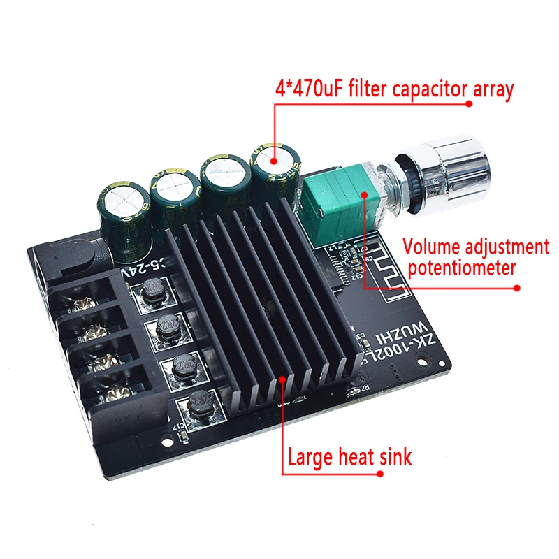 AEAK ZK-1002L TPA3116D2 100WX2 Мини Bluetooth 5,0 беспроводной аудио Мощность Цифровой усилитель доска стерео Amp DC 12 В 24 В