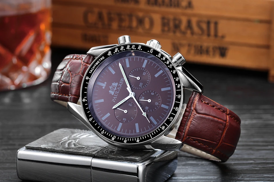 Automatski automatski vjetar mehanički svjetleći nehrđajući čelik plava kava smeđa brzina muškarci_voghion.com