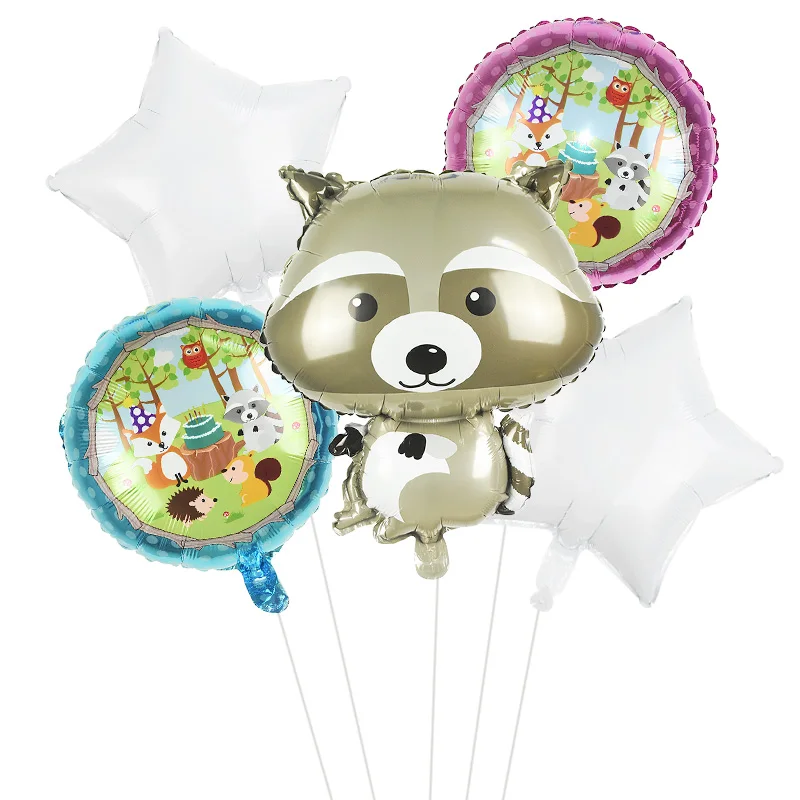 5/7pcs Animal Balloon Set Safari Forest Zoo Theme Party Decoration Foil Latex Ballons Jungle Party Supplies Kids Birthday Favors - Цвет: 5pcs set G