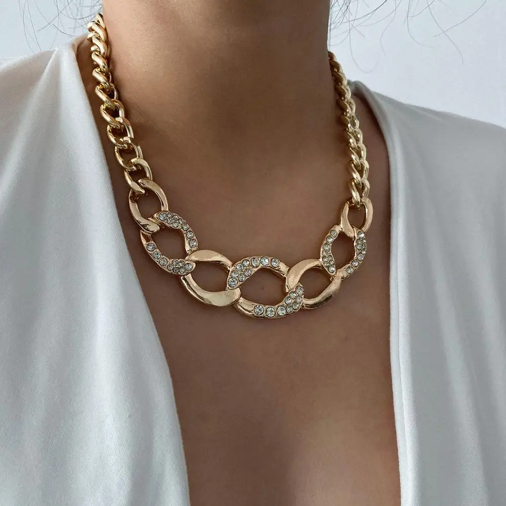 Punk Miami Cuban Choker Necklace Collar Statement Hip Hop Big Chunky Aluminum Gold Color Thick Chain Necklace Women Jewelry - Image 3