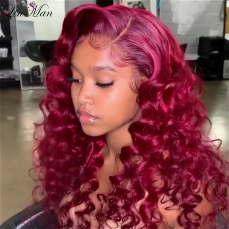 Hot Item Wig Human-Hair Lace-Front Color-Wave Ombre Pre-Plucked Brazilian Red with Baby 0BJ7X1Nnn