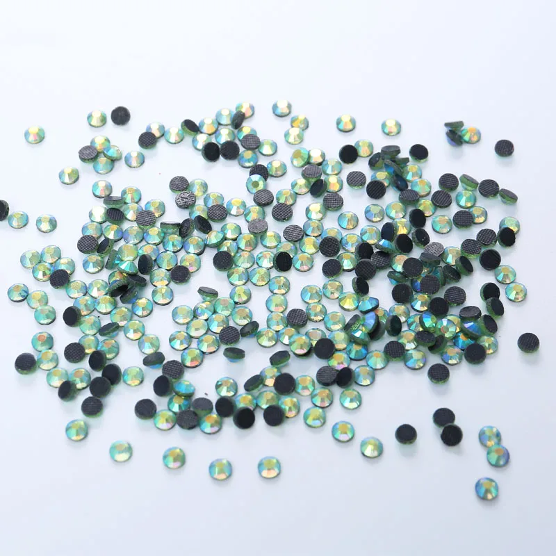 

1440PCS Peridot AB DMC HotFix FlatBack Rhinestones Crystal Hot Fix Iron on Garment Sewing Bags Shoes Stones Wedding Dress Crafts