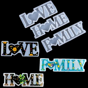 

Letters Crystal Resin Epoxy Mold DIY Crafts Casting Molds Heart Shape HOME LOVE Silicone Handmade Mould Home Table Decoration