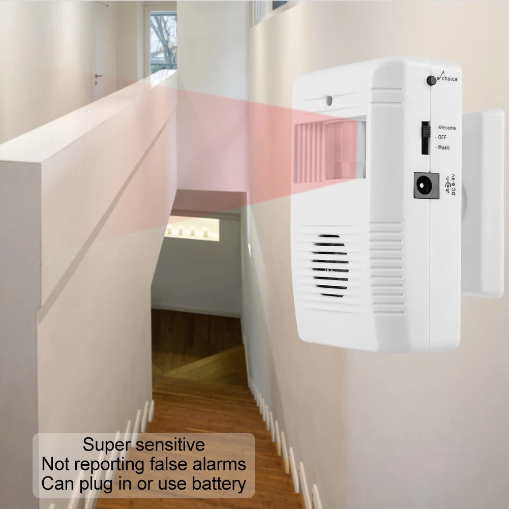 Auto IR Motion Independent Sensor Store Home Welcome Door Bell Entry Voice Built In Speaker Adjustable 16 Music