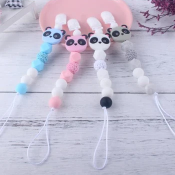 

25cm Baby Panda Teether Bracelet Food Grade Silicone Chews Nurse Gift Toy Teething Necklace pacifier Clip DIY BABY Custom Gift