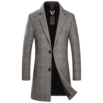 

2020 Brand 49.8% Woolen Coat Men's Medium Length Thicken Trench Coat Male Autumn Winter Business Casual Wool Blend Outerwear