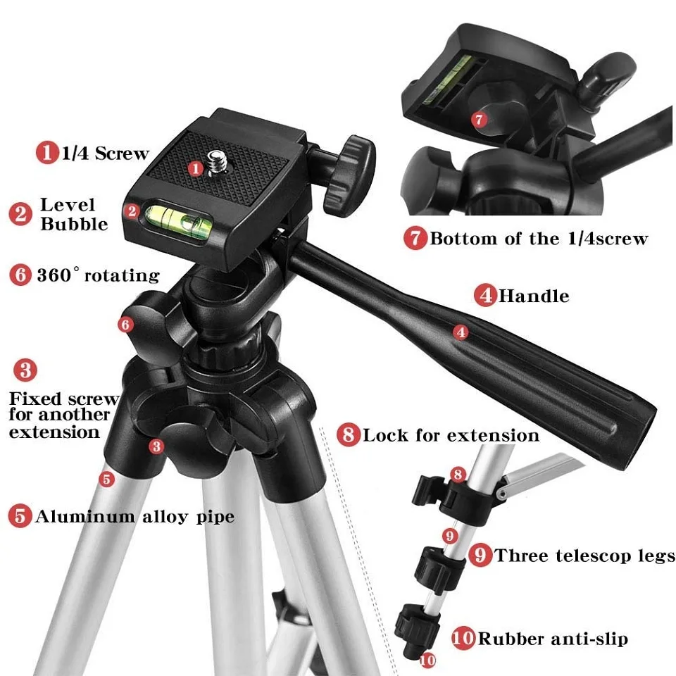 40" Photographic Lighting Tripod With 1/4 Screw Fill Light Stand Adjustable Suit For Ring Light Phone Stand Ring Lamp Ringlight